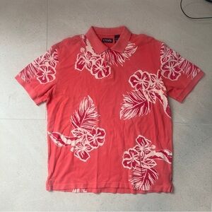 Chaps Pink Hawaiian Floral Polo Shirt Men XL